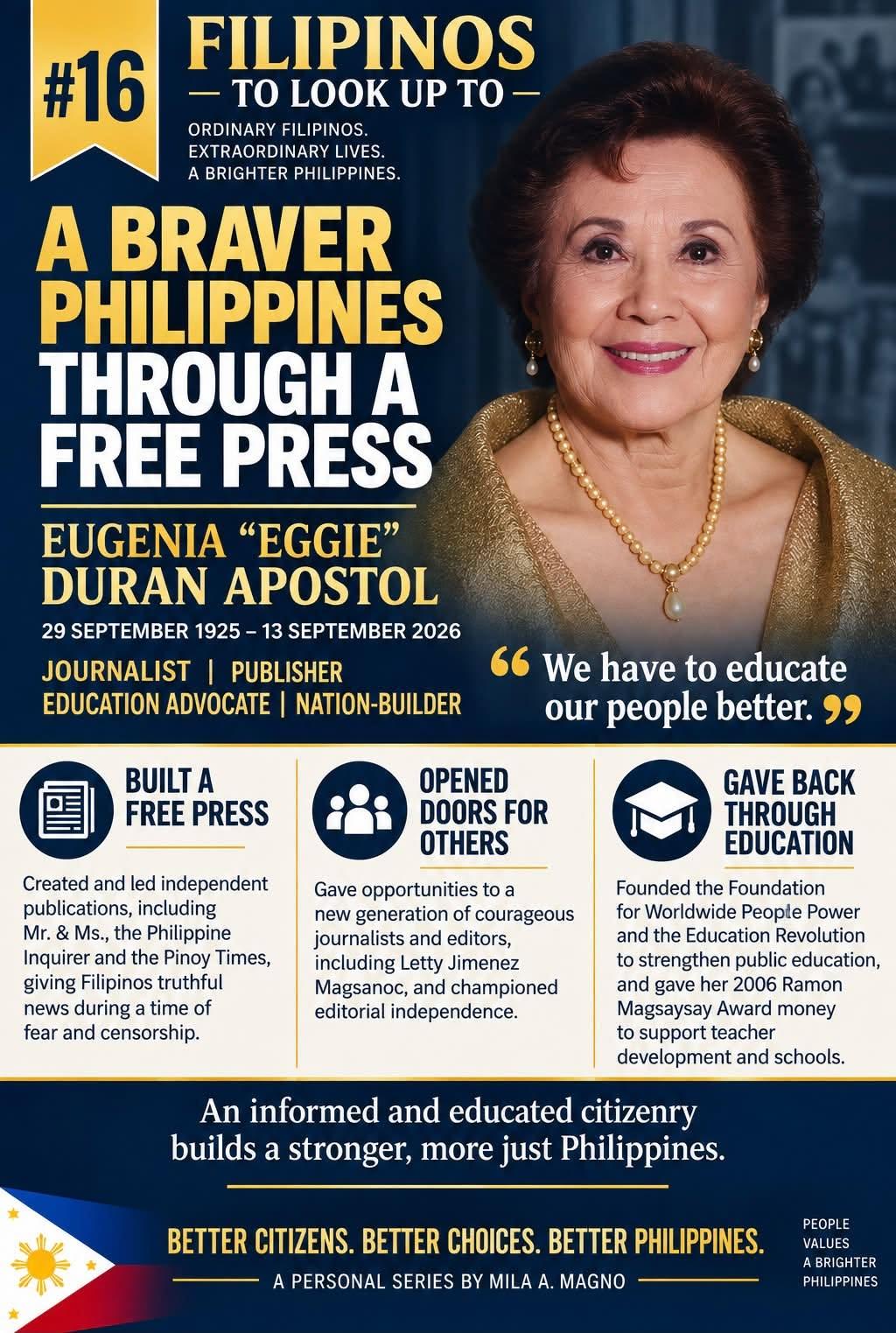 Eugenia “Eggie” Duran Apostol infographic